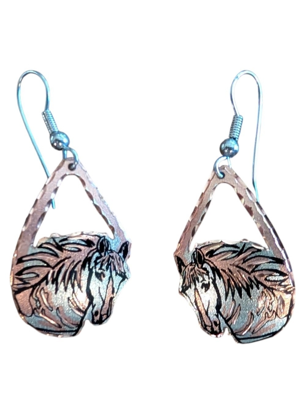 Horse Head Teardrop Dangle Earrings
